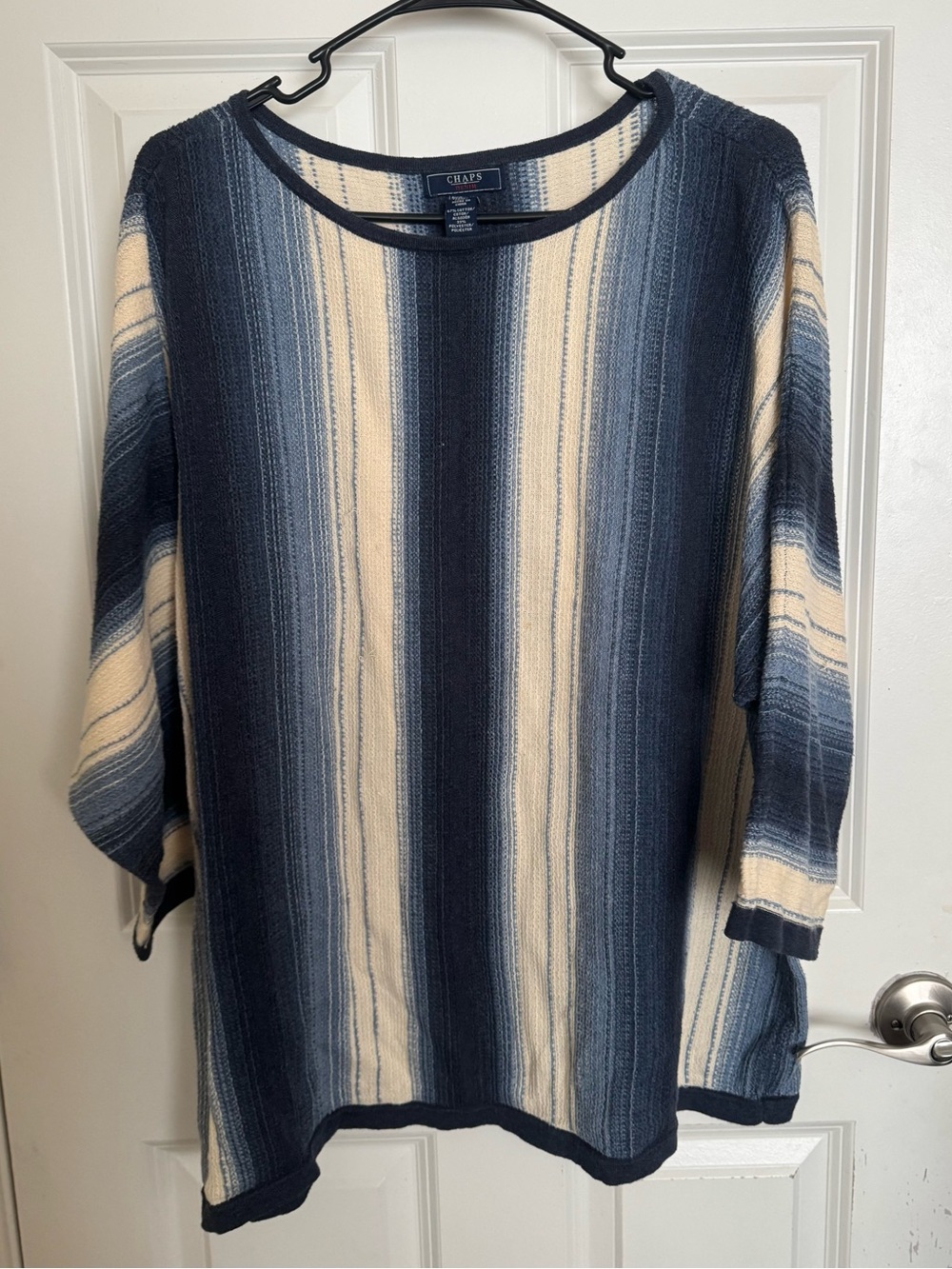 Chaps Striped Knit Top - Navy & Cream